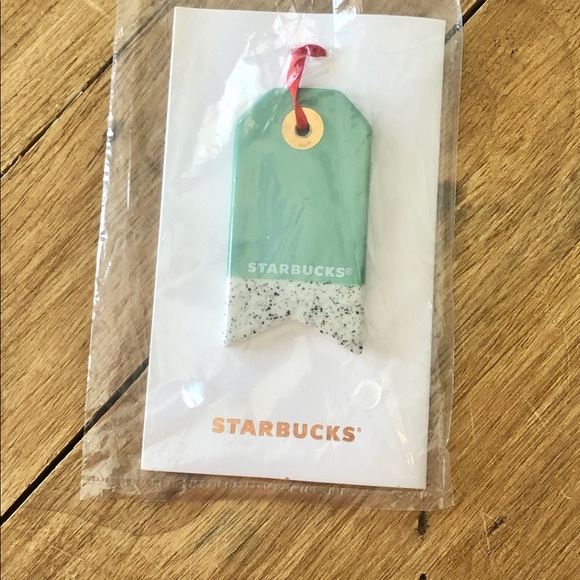 Starbucks Ceramic PEACE & LOVE Ornament, Mint Green/White, 2018 - Picture 2 of 10